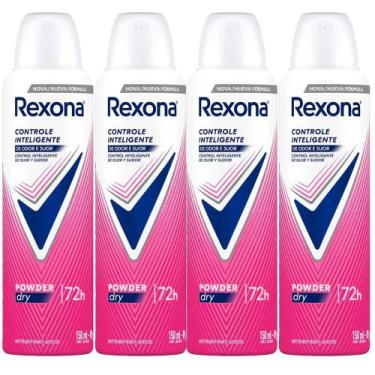 Imagem de Kit Desodorante Aerosol Rexona Powder Dry 150ml - 4 Unidades