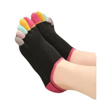 Imagem de Meias De Algodão Esportivas Femininas Com Dedos Separados, Cano Alto, 