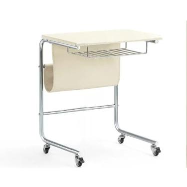 Imagem de Mesa de canto em forma de C com compartimento de armazenamento para sofá - Mesa lateral de lanche deslizante sob o sofá - Mesas C modernas para móveis de sala de estar