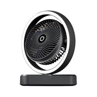 Imagem de Ventiladores de mesa pequenos silenciosos | Ventilador de mesa pequeno com luz, refrigerador de ar oscilante de 3 velocidades, dispositivo de resfriamento recarregável para mulheres e homens