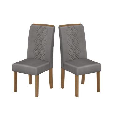 Imagem de Cadeira De Jantar Ayla Conjunto Com 2 Cadeiras Freijó Com Veludo Lunar