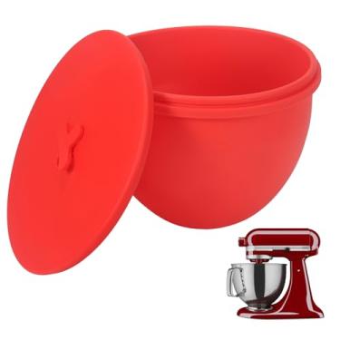 Imagem de Forros de tigela de silicone para batedeiras KitchenAid, inserções de tigela de mistura com tampas, acessórios de reposição para mixer (vermelho)