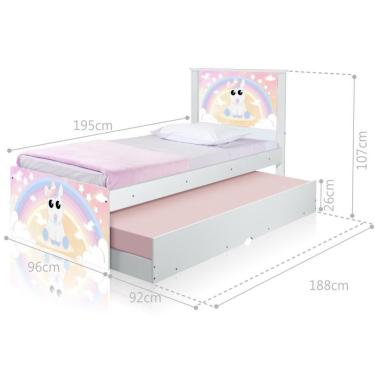 Imagem de Bicama Juvenil Com Cabeceira Adesivada Unicórnio Baby