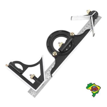Imagem de Esquadro Nível E Transferidor Combinado 3 Em 1 Inox 300mm