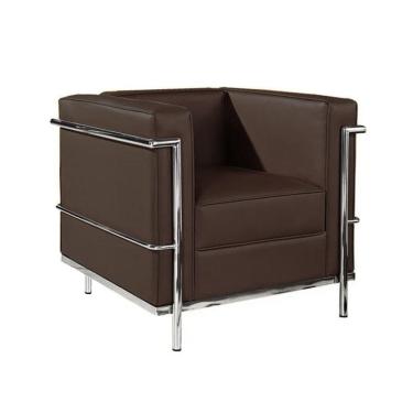 Imagem de Poltrona Le Corbusier Inox Em Couro Natural Marrom