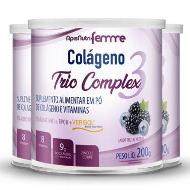 Imagem de Kit 3 Colágeno tipo 2 + 1 Verisol Trio complex Apisnutri frutas negras