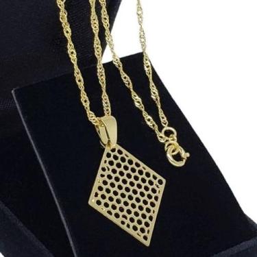 Imagem de Colar Com Pingente Losango Banho De Ouro 18k 3326 - Trs Chic Joias