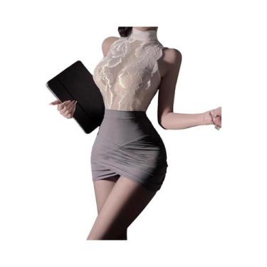 Imagem de Conjunto De Uniforme Sexy De Aeromoça E Secretária Com Renda Para Mulh