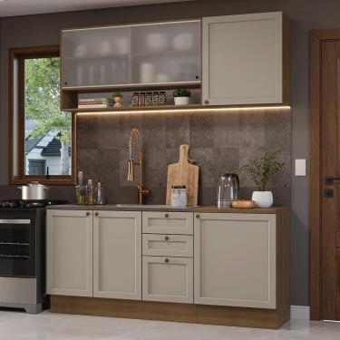 Imagem de Armário De Cozinha Compacta 180 Cm Rustic/crema Vik Madesa 03 Rustic/crema
