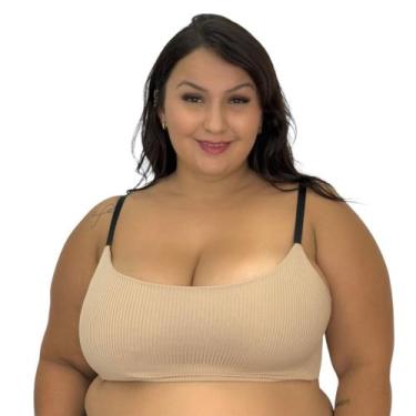 Imagem de Sutiã Plus Size Tecido Canelado Top Grande -c1 FELÍCIA, Bege, 54