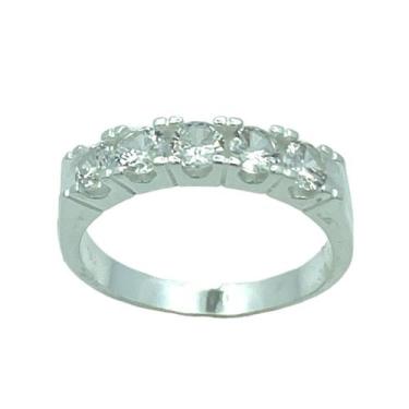 Imagem de Anel em Prata 925 Meia Aliança com Zircônias - Design Exclusivo - Just