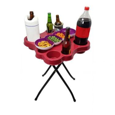 Imagem de Mesa Petisqueira Plástico Dobrável - Jaddi Móveis, Vermelha