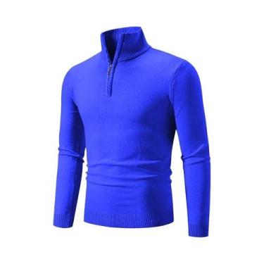 Imagem de Suéter Masculino De Inverno Quente Em Algodão Com Gola Alta E Zíper, C