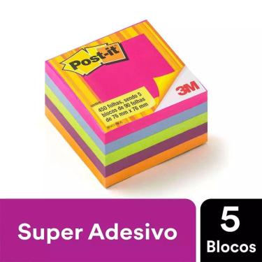 Imagem de Bloco Adesivo Post It 3m Cubo Tropical 76x76mm 450 Folhas