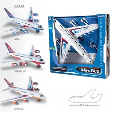 Imagem de Avião Brinquedo 36cm AeroBuss Super Performance Brinquemix Infantil e 