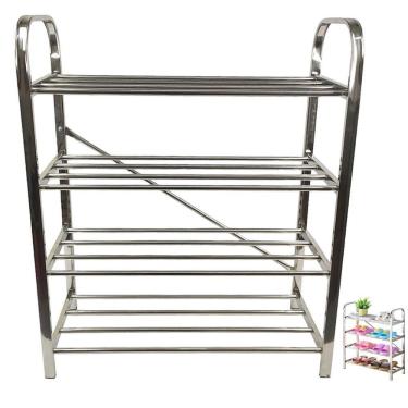 Imagem de Sapateira Inox 4 Andares Calçado Tenis Sapato Sapatilha Hall De Entrada Corredor Quarto Prateleira Multiuso Organizaçao