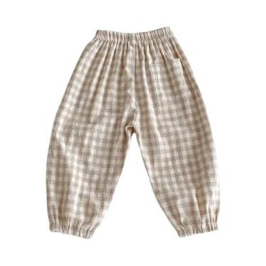 Imagem de Calças Vintage De Linho E Algodão Para Meninos Com Design De Cintura E