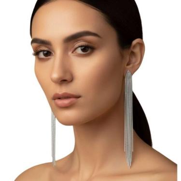 Imagem de Brinco Longo de Pressão com Corrente Snake Chain Luxo Festa - - anjo d