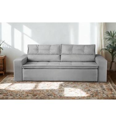 Imagem de Sofá Retrátil e Reclinável 2 lugares com Molas 1,50m Veneza Suede Cinz