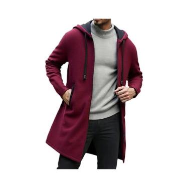 Imagem de Jaqueta De Moletom Masculina Com Capuz E Zíper, Manga Longa, Quente Pa