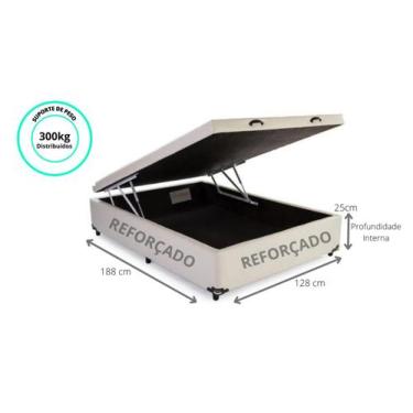 Imagem de Cama Box Baú Casal Padrão Viúva 128x188 - Jadmax, Corino Bege