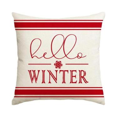 Imagem de Feliz Natal Olá Férias de Inverno Sofá Almofada Capa Decoração, Sala P