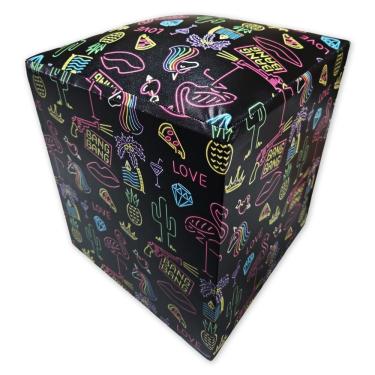 Imagem de Puff Banqueta Quadrado Cubo Decorativo Courino E Suede Lumi Infantil Courino