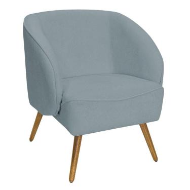 Imagem de Poltrona Para Sala De Estar Agnes Pés Palito Castanho Bouclé Azul Claro - Nexta Casa