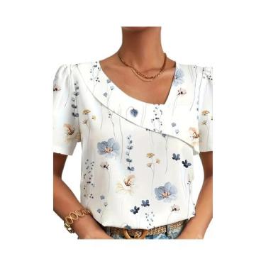 Imagem de Blusa Feminina Elegante De Manga Longa Estampada, Camisa Casual De Mod