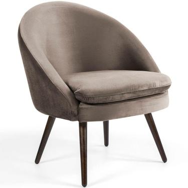 Imagem de Poltrona Para Sala Rafa Pés Palito Veludo Marrom Claro - Nexta Casa