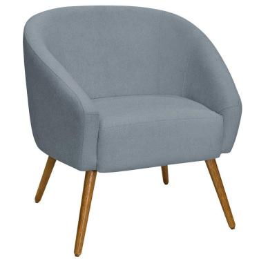 Imagem de Poltrona Sala De Estar Mona Pés Palito Castanho Bouclé Azul Claro - Nexta Casa