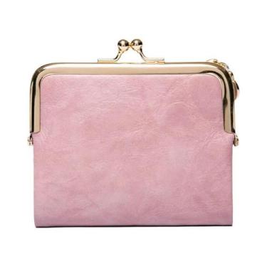 Imagem de Carteira De Couro Retro Feminina Com Dupla Dobra, Múltiplos Slots Para