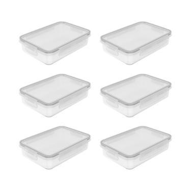 Imagem de Kit de potes organizadores de geladeira retangular Ou 6 peça