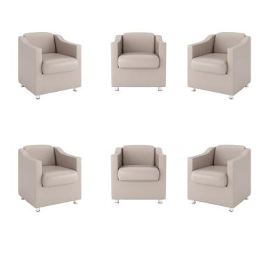 Imagem de Kit 6 Poltronas Tilla Para Recepção Clínica Courino Bege Balaqui Decor