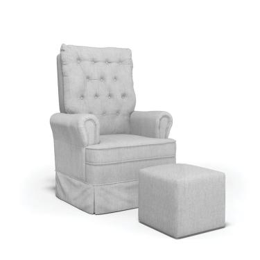 Imagem de Poltrona De Amamentação Laura Com Balanço E Puff Linho Encosto Alto Cinza D'Rossi