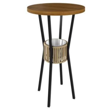 Imagem de Mesa Bistrô Redonda com Porta Gelo Bar 70cm Madeira Maciça - PAONANDA 