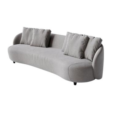 Imagem de Sofá 3 Lugares Living Fixo Mônaco 2,20m em Linho - Home Mobily, Cinza 