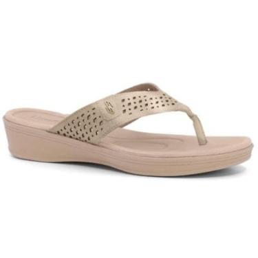 Imagem de Chinelo Feminino Anabela Couro Ouro Light Usaflex UD04001-Feminino
