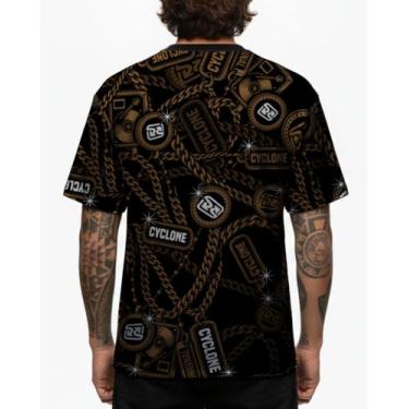 Imagem de Camisa Cyclone Dif Full Gold Chains, Preto, Marrom, GG