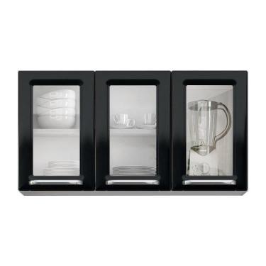 Imagem de Armário Itatiaia Luce 105 3500001242, 3 Portas de Vidro, Preto, Preto