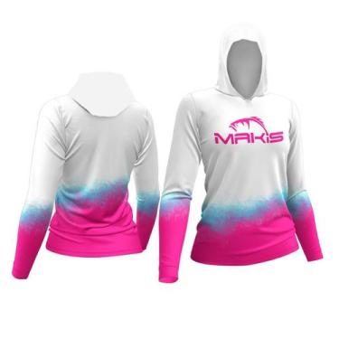 Imagem de Camiseta Camisa Feminina Pesca Ventus Pink Capuz Punho Luva - Makis Fi