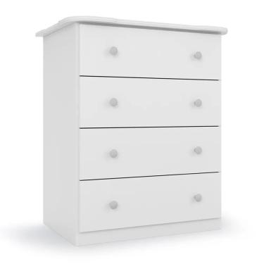 Imagem de Cômoda Infantil New Baby 4 Gavetas com Puxador Plástico Branco para Quarto de Bebê