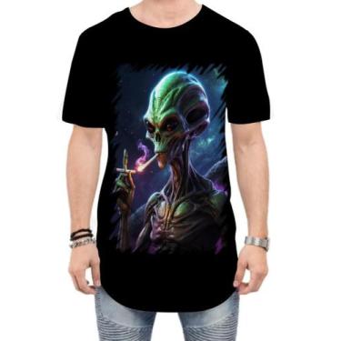 Imagem de Camiseta Longline Alien ET Fumando Alienígena 1 - Kasubeck Store®, P