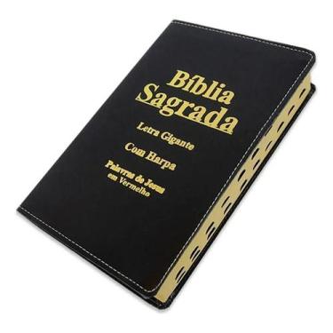 Imagem de Biblia Sagrada Letra Gigante Luxo Popular - Preto - Com Harp - Congrat