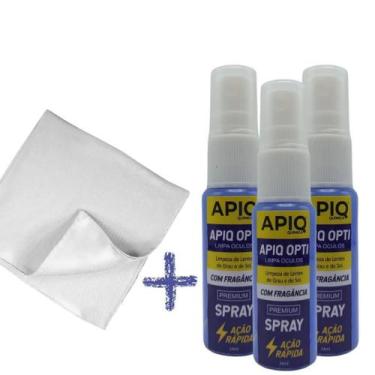 Imagem de Spray Limpa Lentes - Kit Com 3 Unidades + Flanela Microfibra Com Fragr