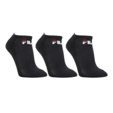 Imagem de Kit Meia Fila Cano Curto Logo c/ 3 pares, Preto, 34/38