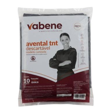 Imagem de Avental Tnt Descartável Vabene Modelo Camisola Tamanho Único Preto Com 10 Unidades