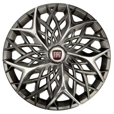 Imagem de Calota esportiva aro 13 moove graphite chrome + emblema resinado fiat 