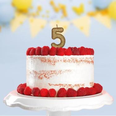 Imagem de Vela Aniversário Puro Glitter Dourado Nº 5 C/ 1 Un. - TAMAROZZI EMBALA