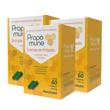 Imagem de Kit 3 Propomune Própolis Vitamina C Zinco 60 Caps Maxinutri